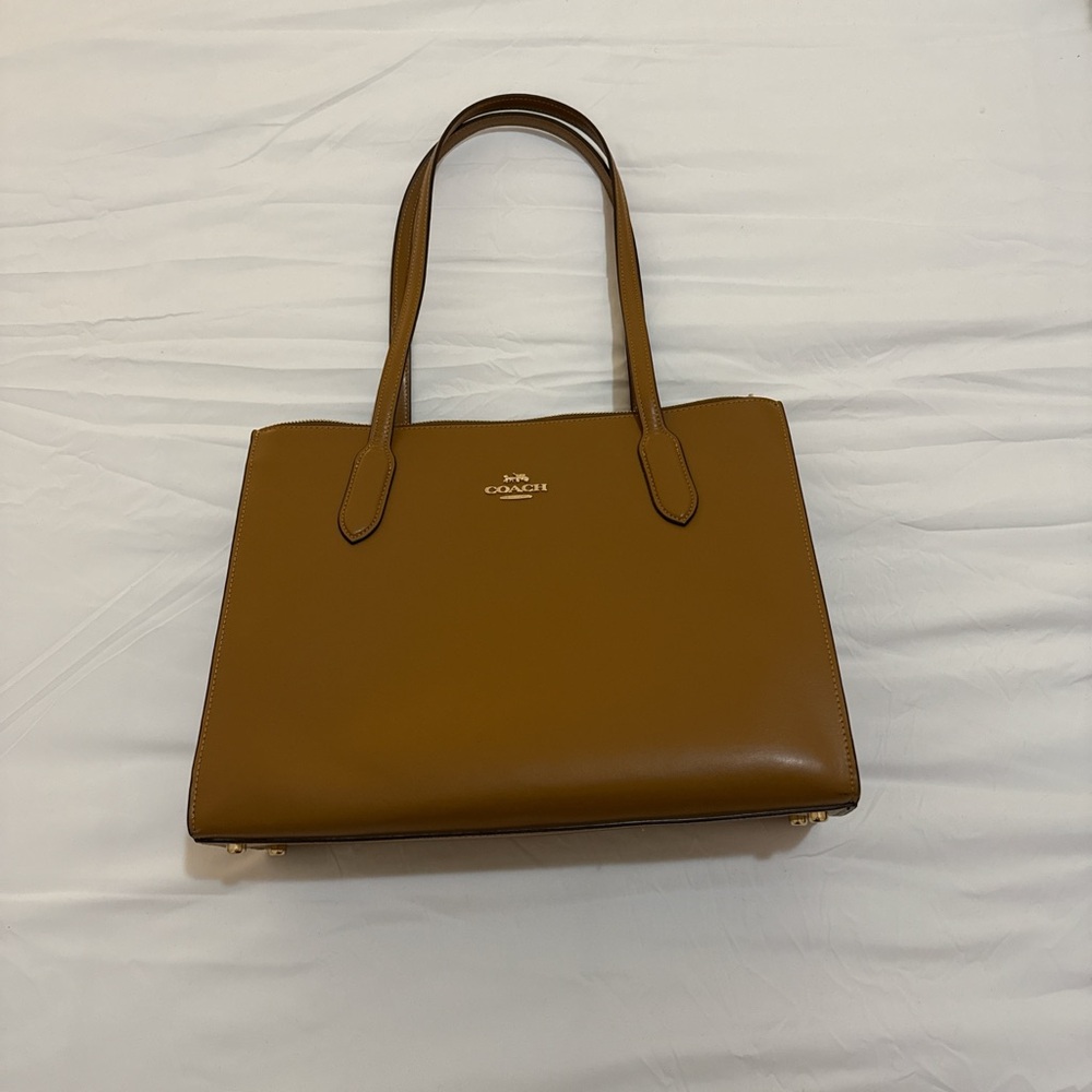 Coach Brown Leather Tote with Minimalist Design